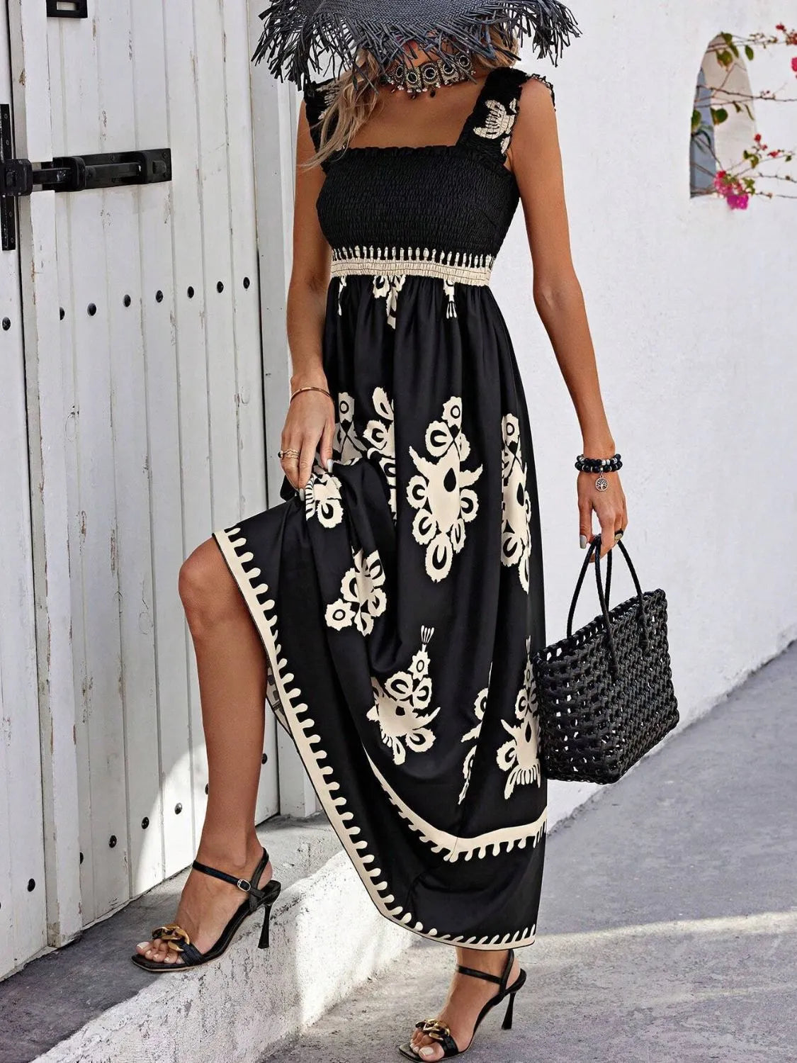 She Wears Glory “Clothed in Praise” Smocked Wide Strap Maxi Dress - She Wears Glory Beverly Hills
