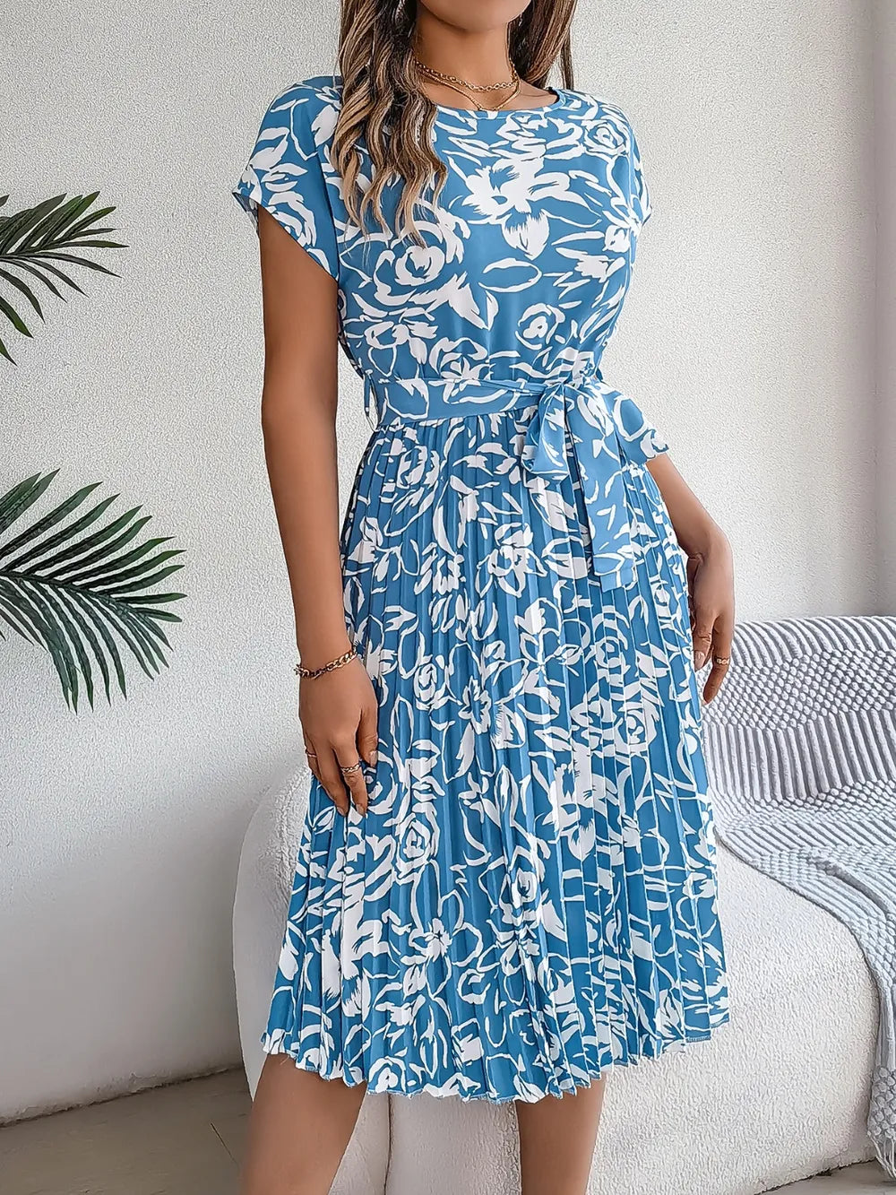 She Wears Glory “Leah’s Promise” Pleated Tie-Waist Dress - She Wears Glory Beverly Hills