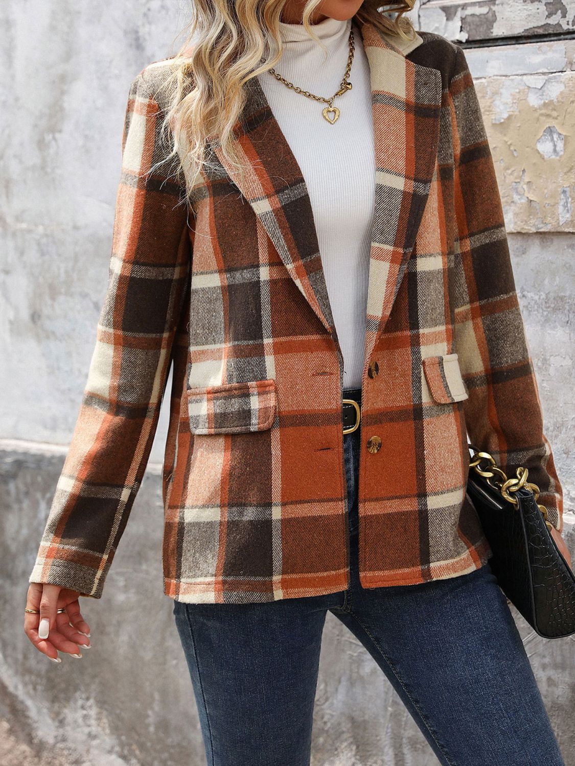 She Wears Glory “Crowned in Order” Plaid Button-Down Blazer - She Wears Glory Beverly Hills