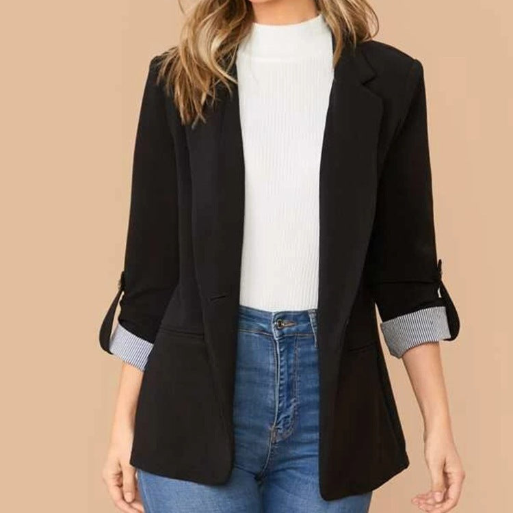 She Wears Glory “Walking in Wisdom” Roll-Tab Sleeve Blazer - She Wears Glory Beverly Hills