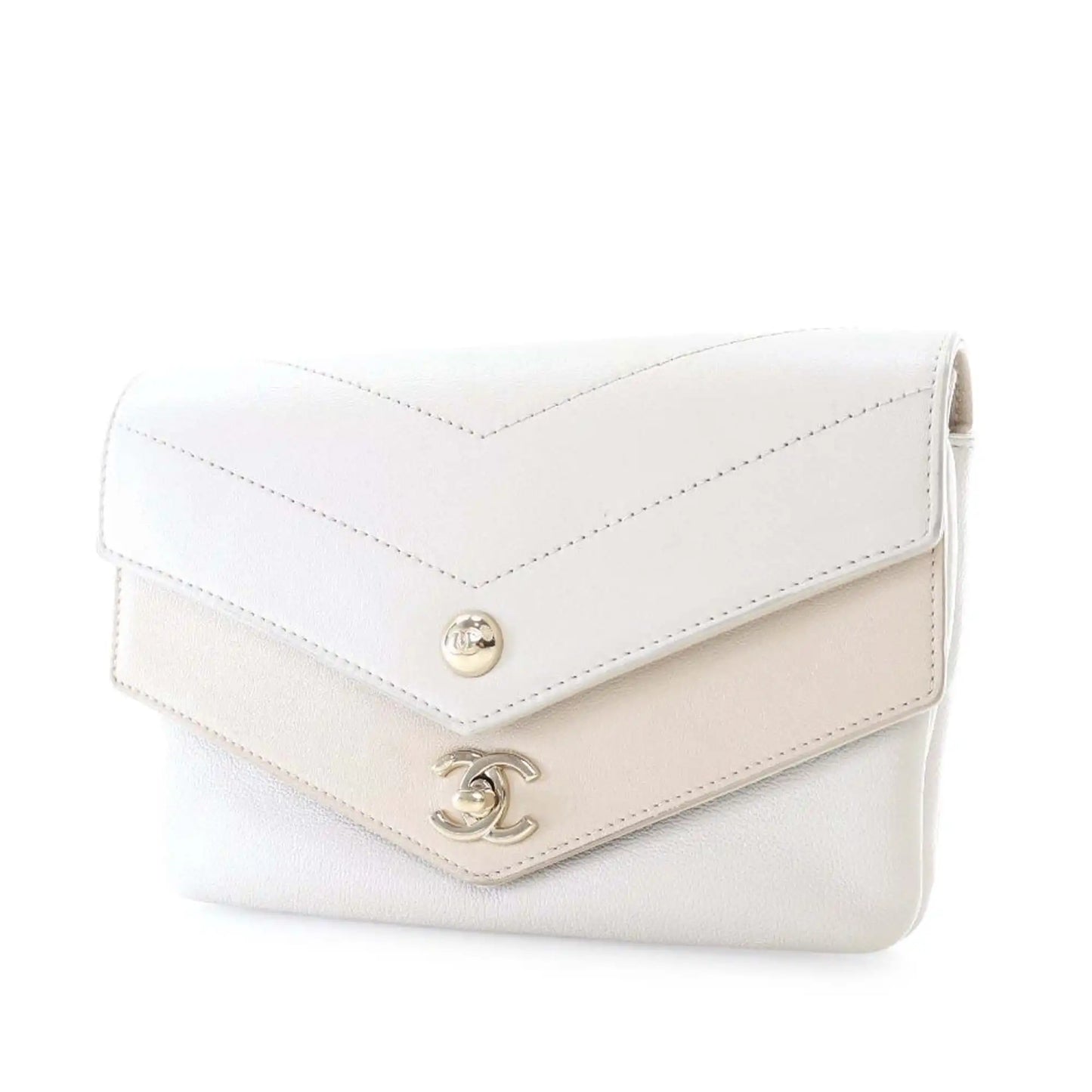 Chanel Quilted Sheepskin Double Chevron Belt Bag