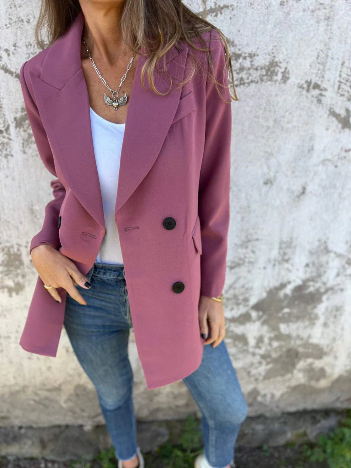She Wears Glory “Mantled with Grace” Full-Length Collared Blaze - She Wears Glory Beverly Hills