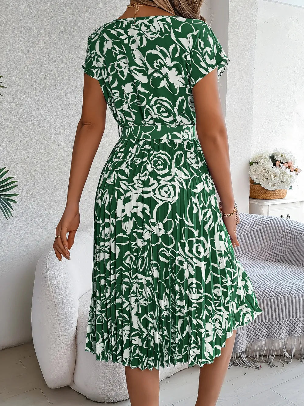 She Wears Glory “Leah’s Promise” Pleated Tie-Waist Dress - She Wears Glory Beverly Hills