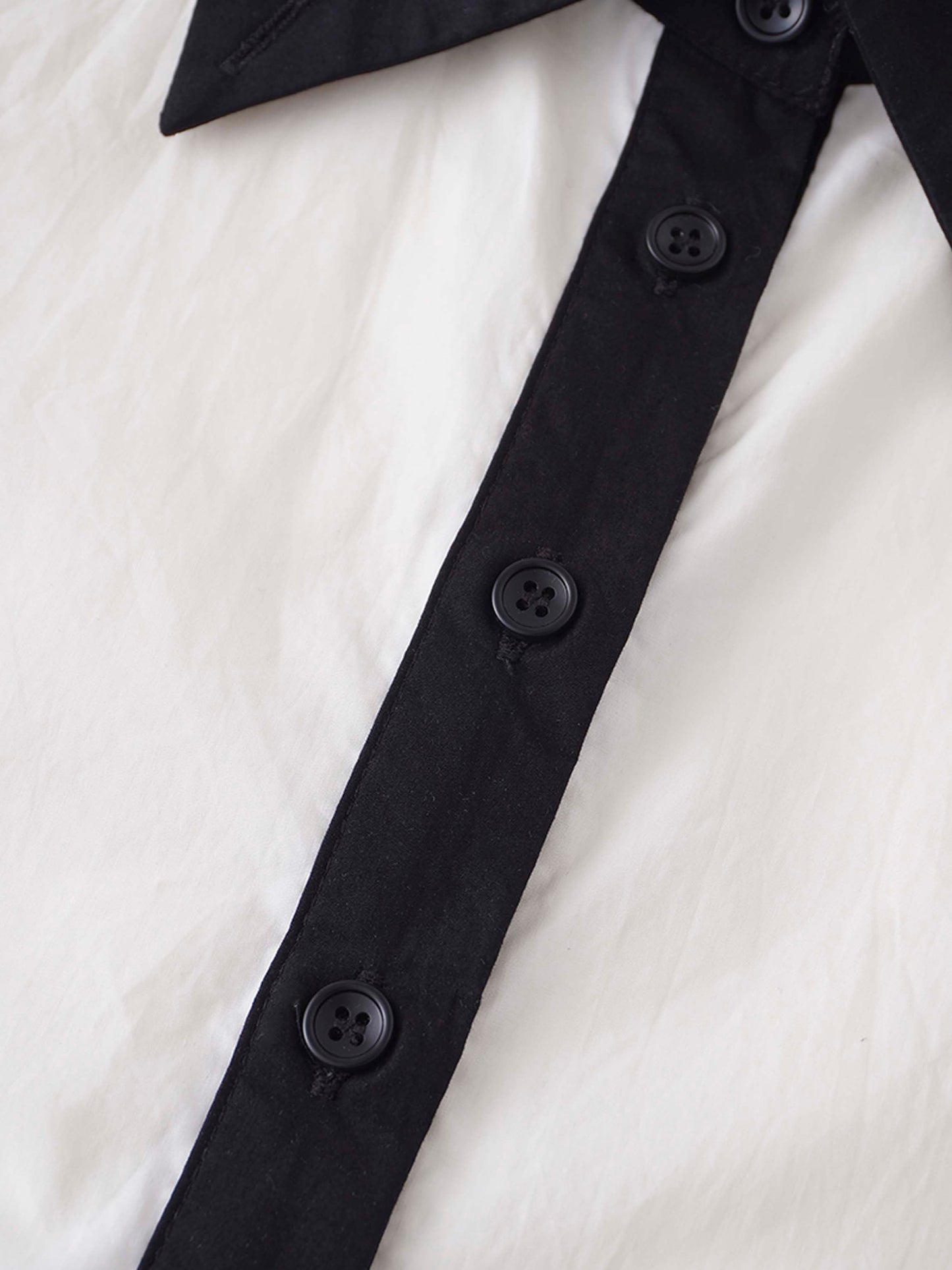 Long Button Down Shirtdress-Black Trimmed-3