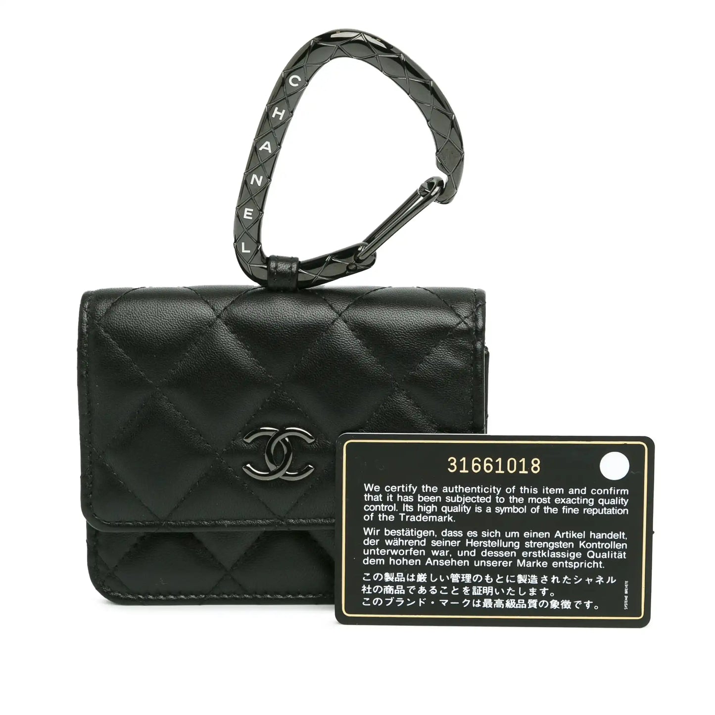 Chanel Quilted Lambskin So Black CC Hook Card Holder