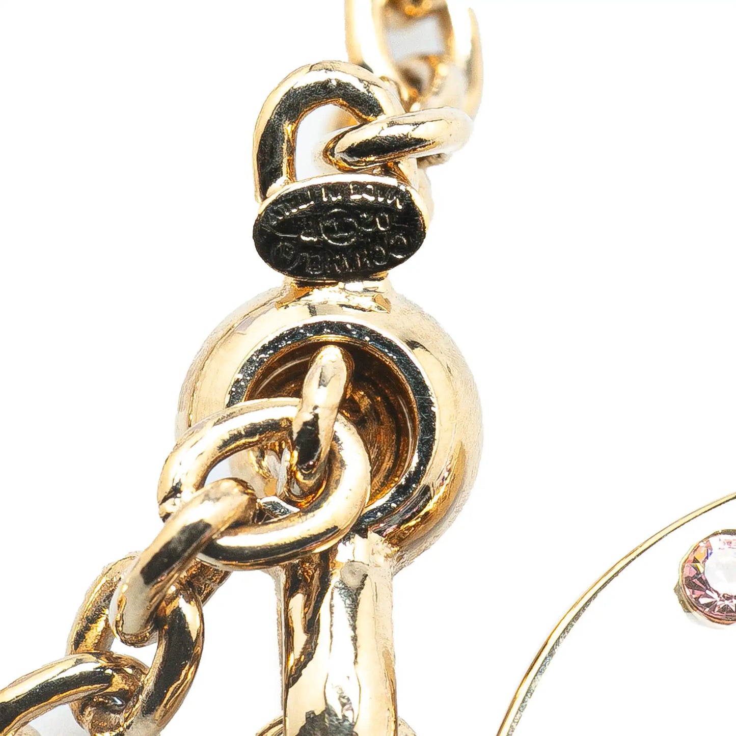 Chanel Gold Plated Rhinestone CC Heart Charm