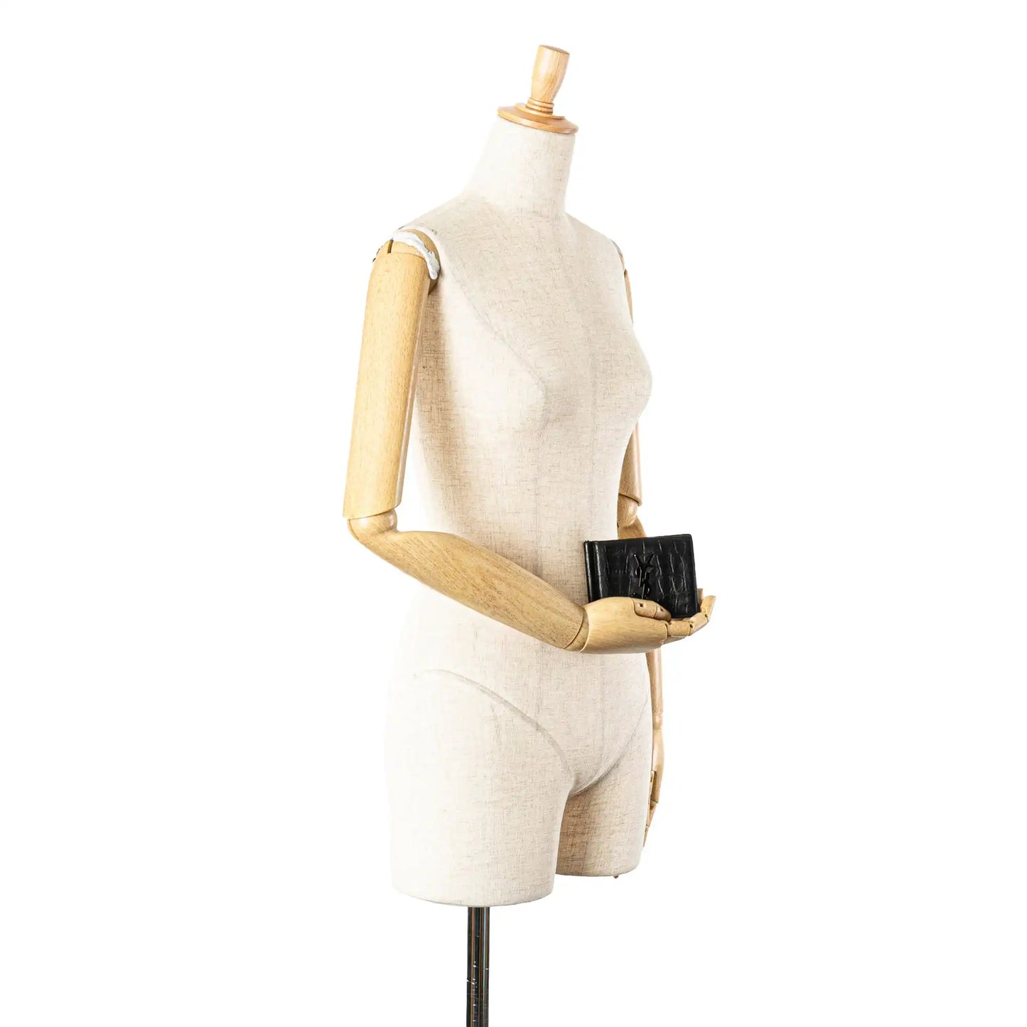 Saint Laurent Croc Embossed Leather Bifold Money Clip