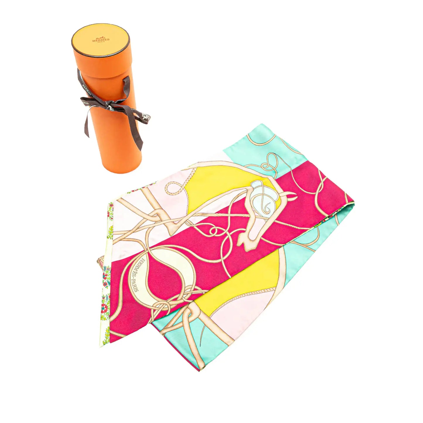 Hermès Maxi Coup De Fouet Au Bloc Silk Twilly Scarf