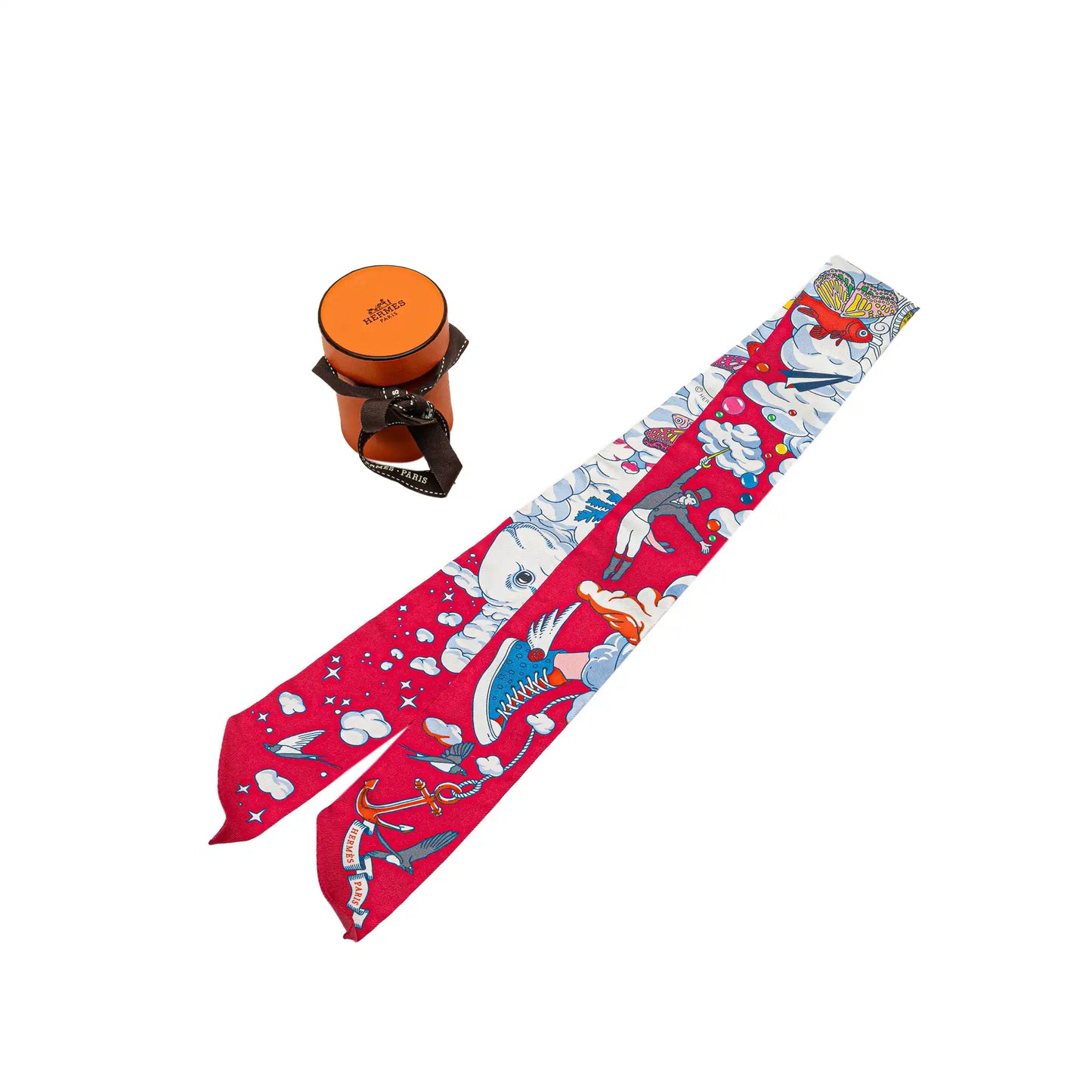 Hermès Sur Mon Nuage Silk Twilly Scarf