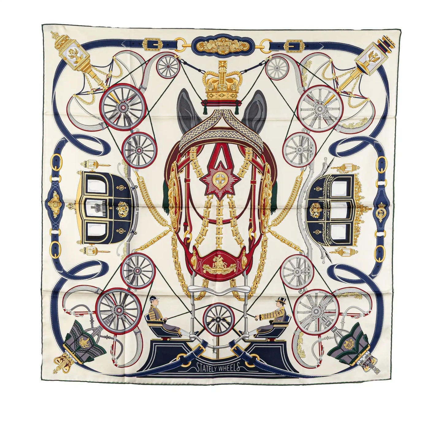Hermès Stately Wheels Silk Scarf