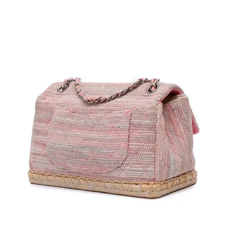 Chanel Quilted Cotton and Jute Espadrille Chain Flap
