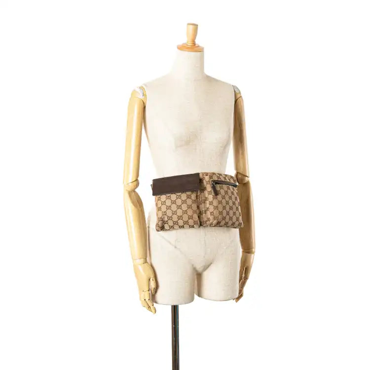Gucci GG Canvas Double Pocket Belt Bag