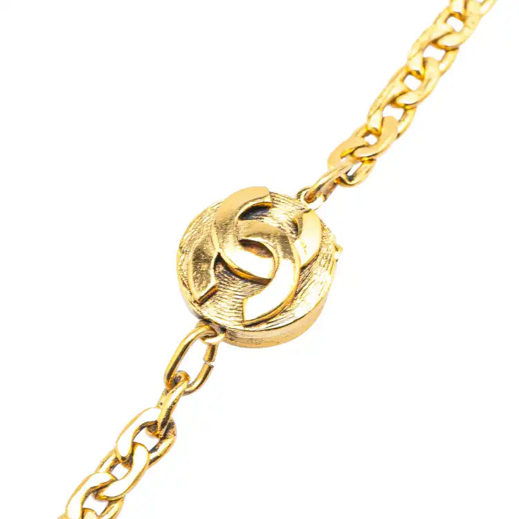 Chanel Gold Plated CC Station Chain Link Necklace