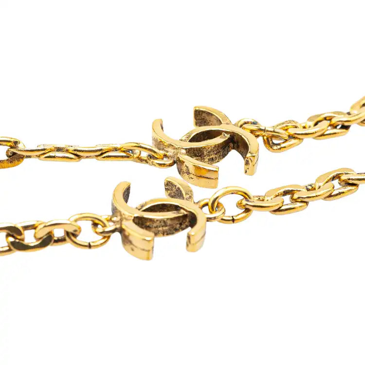 Chanel Gold Plated CC Station Chain Link Necklace