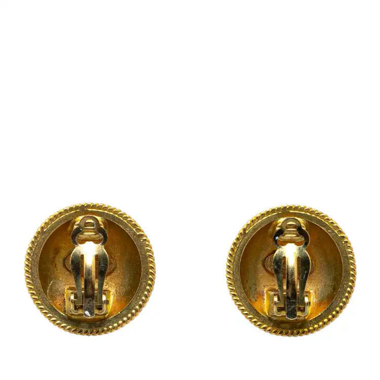 Chanel Gold Plated Round Clip On Earrings
