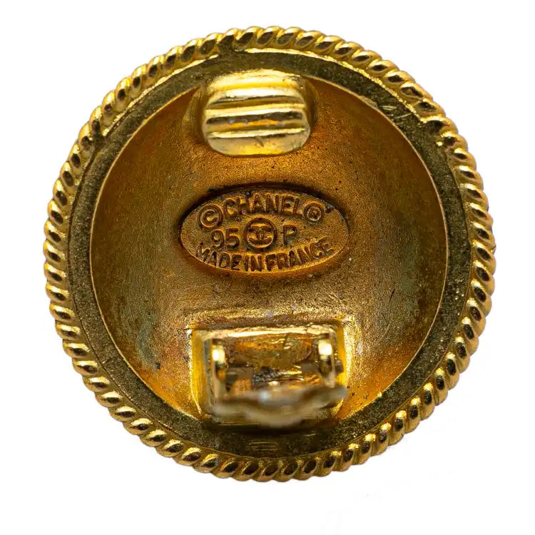 Chanel Gold Plated Round Clip On Earrings