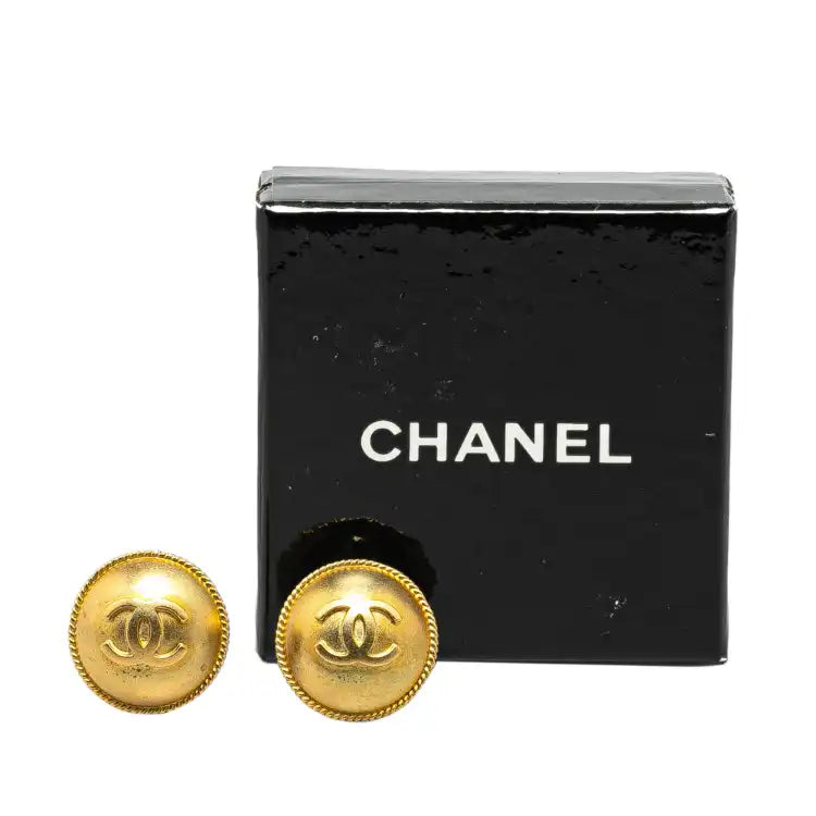 Chanel Gold Plated Round Clip On Earrings