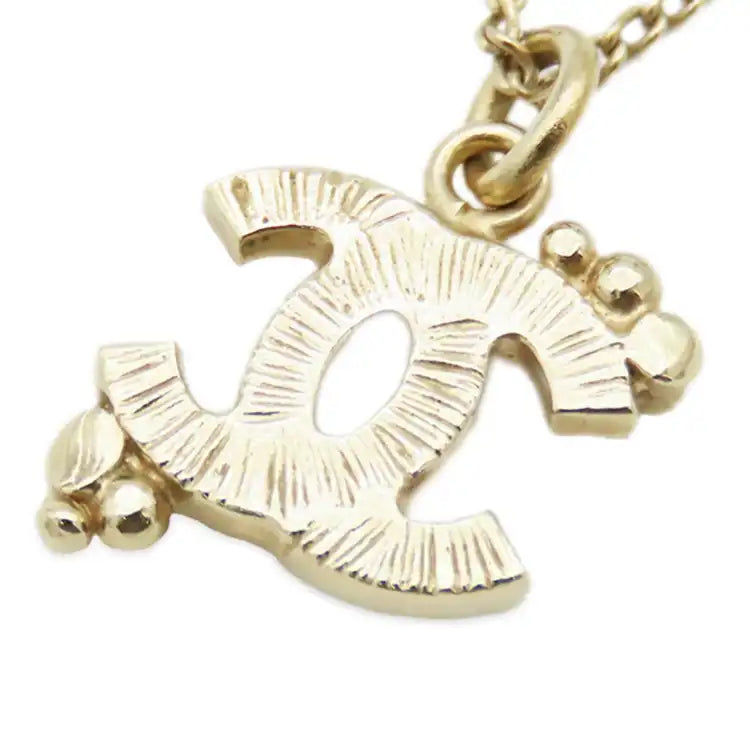 Chanel Gold Plated CC Rhinestones Pendant Necklace