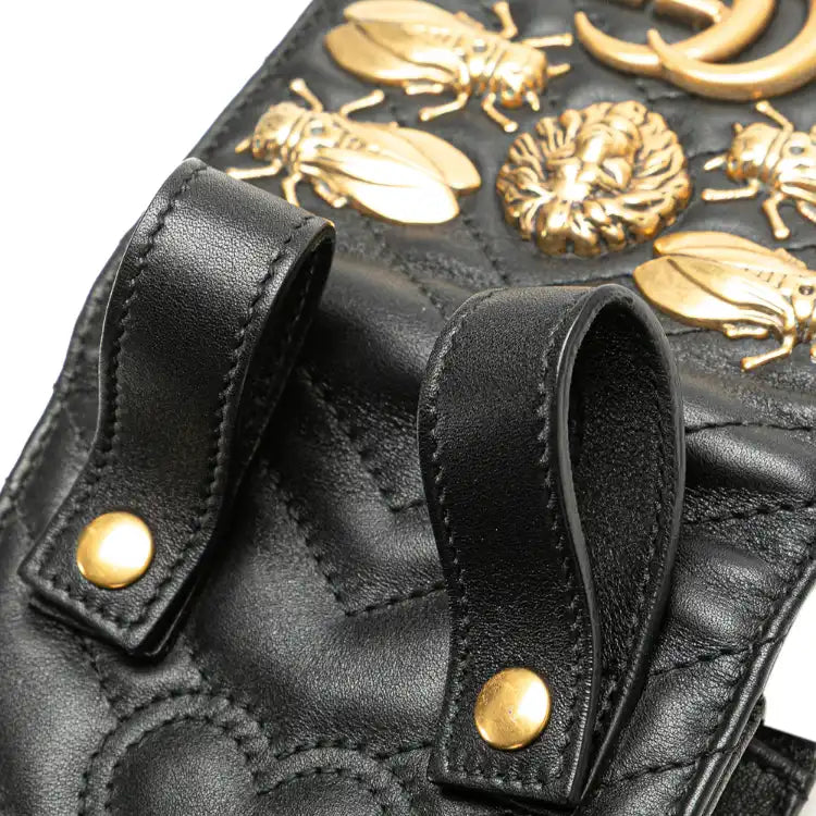 Gucci Mini GG Marmont Matelasse Leather Animal Studs Belt Pouch Bag