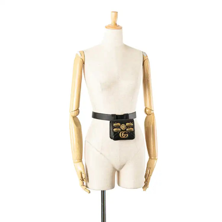 Gucci Mini GG Marmont Matelasse Leather Animal Studs Belt Pouch Bag