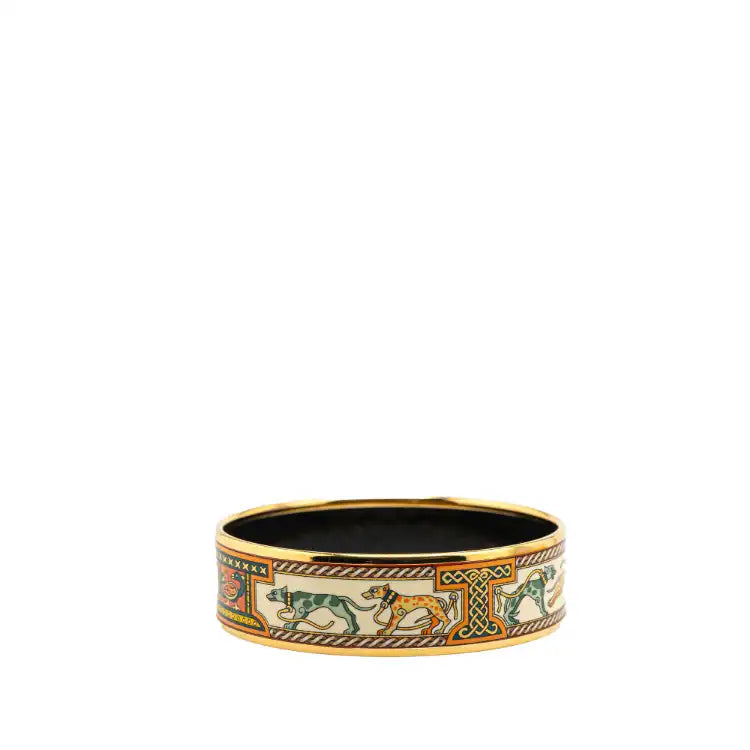 Hermès Wide Greyhound Enamel Bangle 62