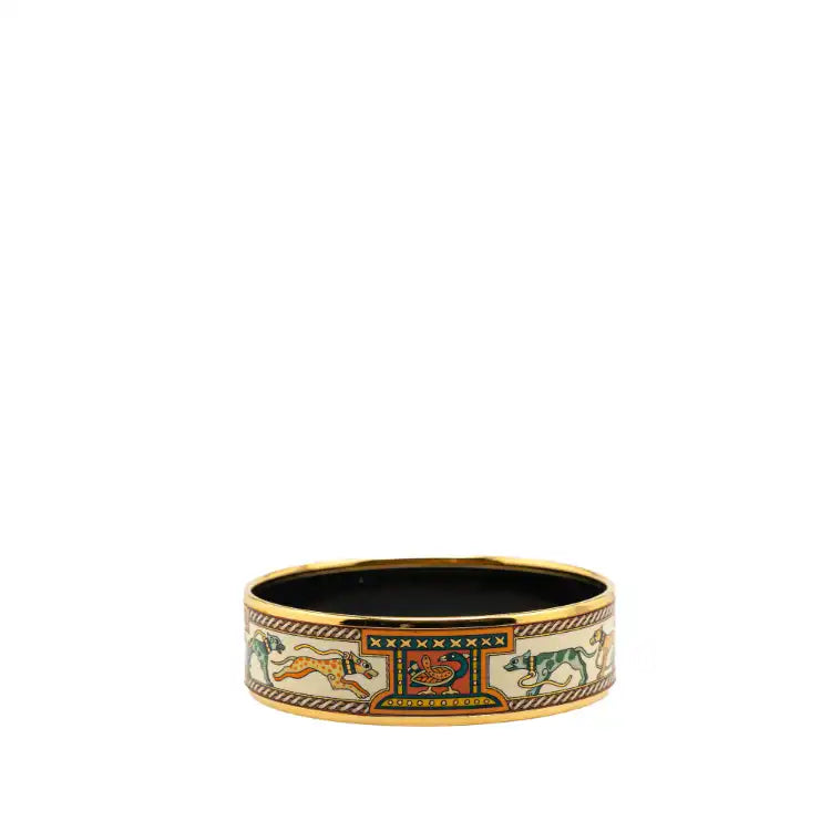 Hermès Wide Greyhound Enamel Bangle 62