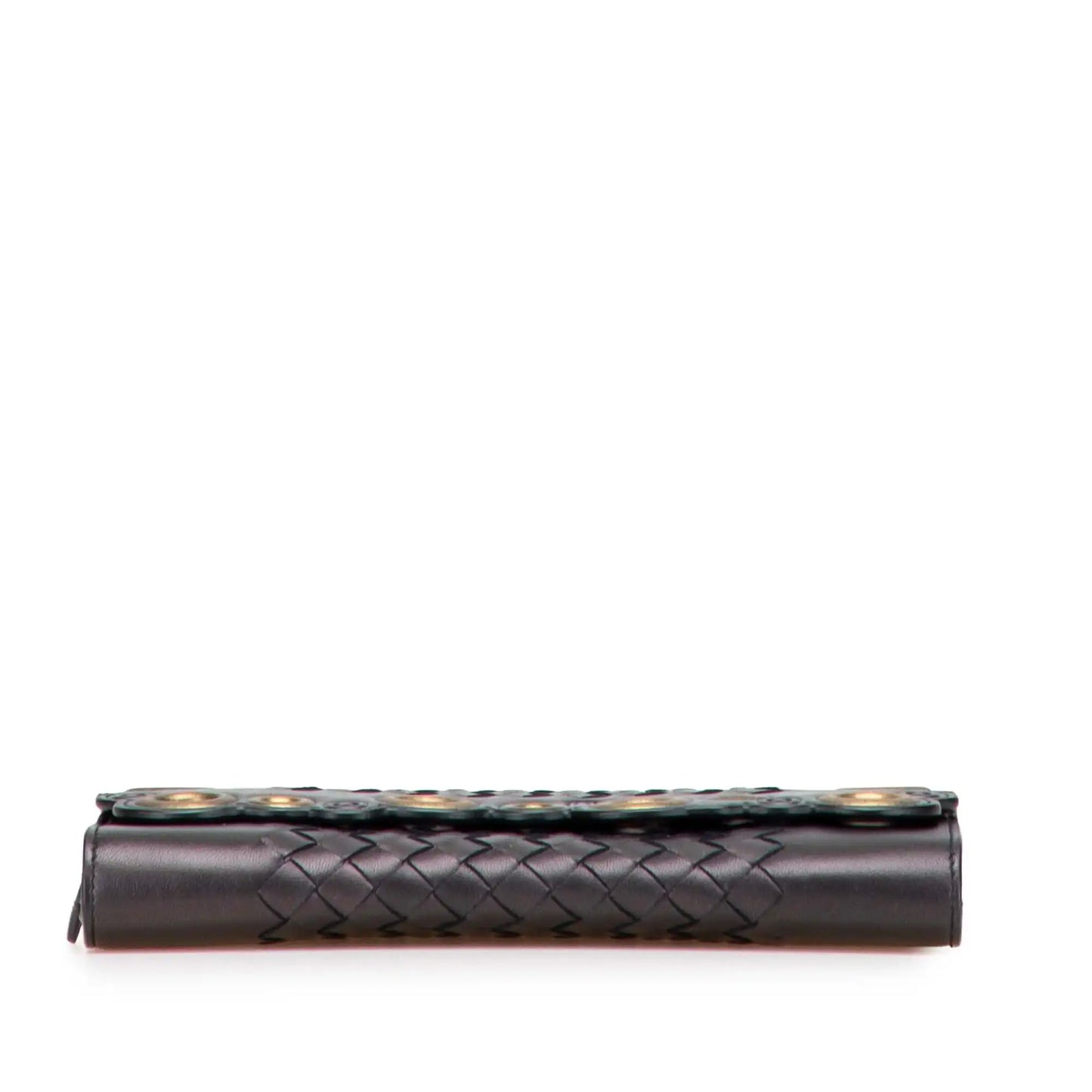 Bottega Veneta Nappa Intrecciato Grommet Scalloped Edge Long Wallet