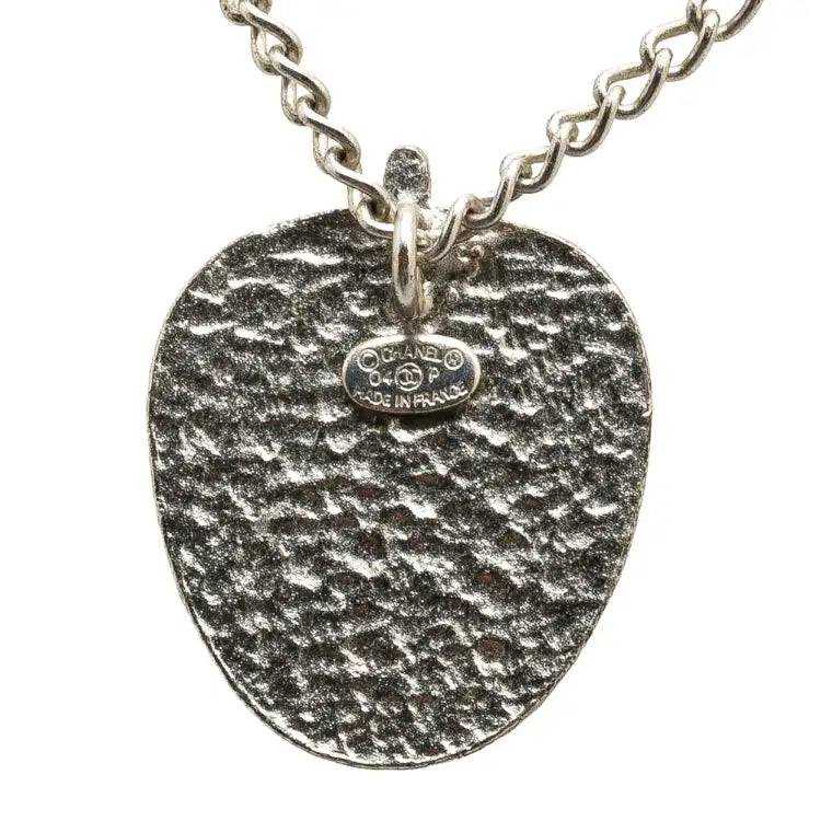 Chanel Silver Plated Enamel CC Strawberry Charm Pendant Necklace