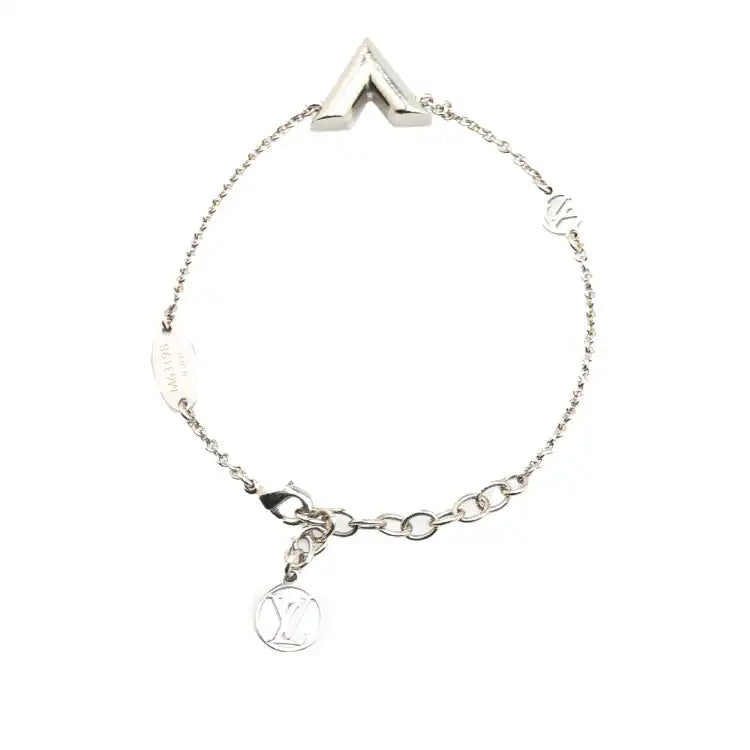 Louis Vuitton Silver Plated Essential V Supple Bracelet