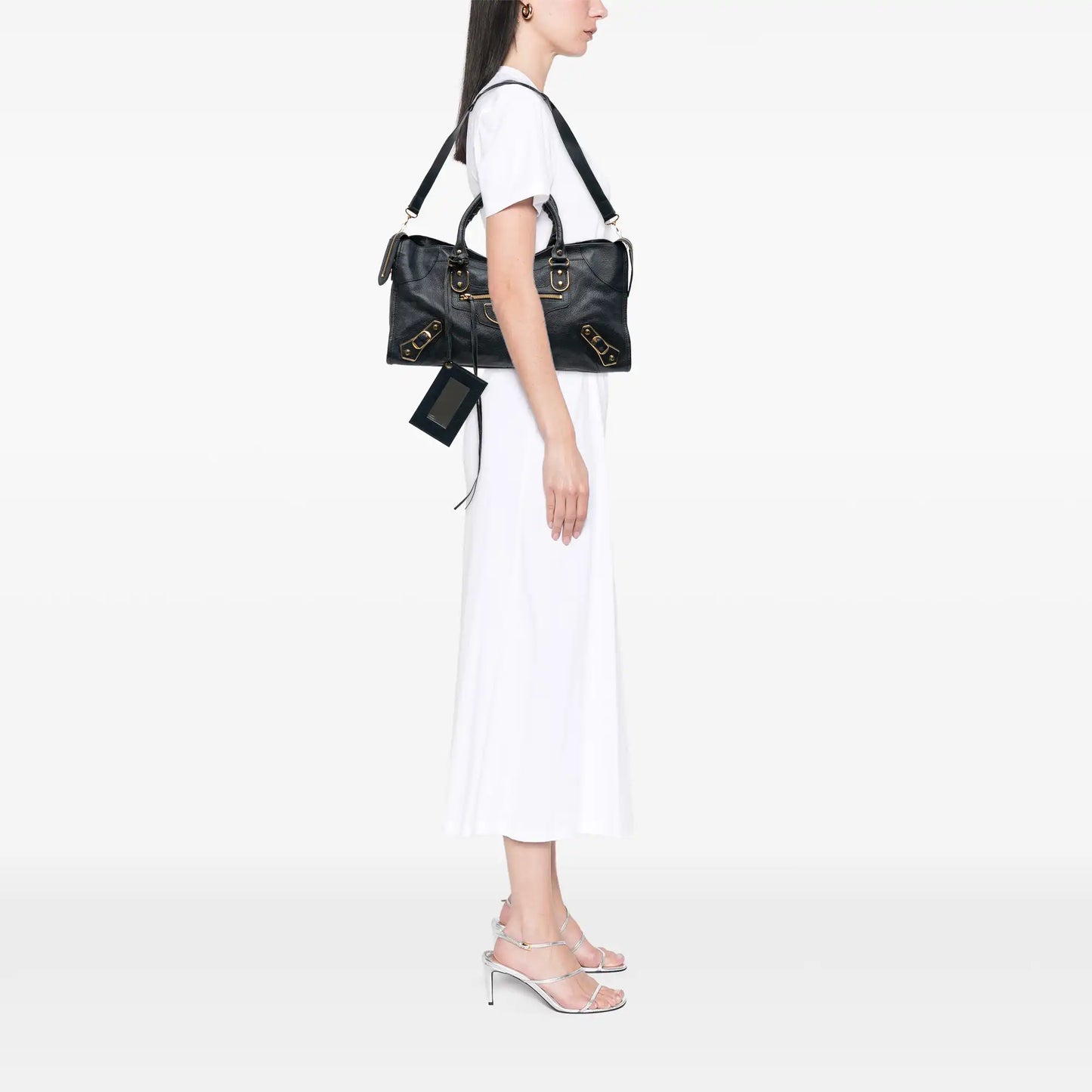 Balenciaga Goatskin Motocross Classic Metallic Edge Part Time Satchel