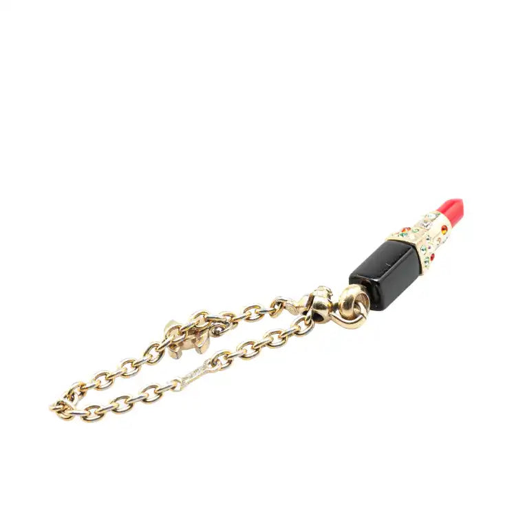 Chanel Gold Plated Resin Crystal Lipstick CC Bracelet