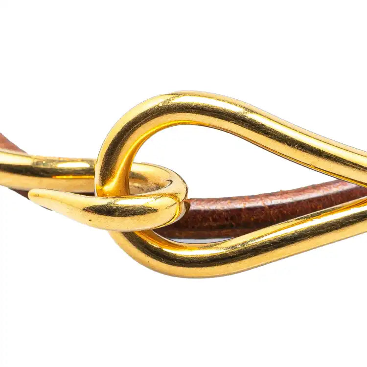 Hermès Gold Plated and Leather Jumbo Hook Double Tour Bracelet