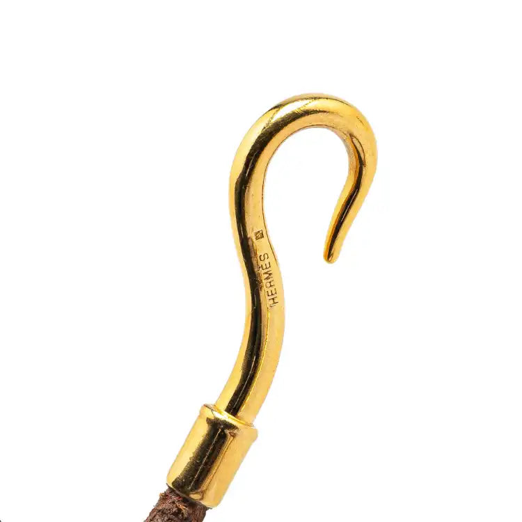 Hermès Gold Plated and Leather Jumbo Hook Double Tour Bracelet