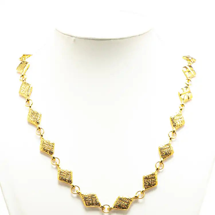 Chanel Gold Plated Logo Chain Necklace
