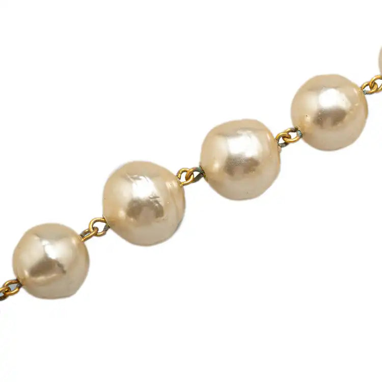 Chanel Gold Plated Faux Pearl Necklace