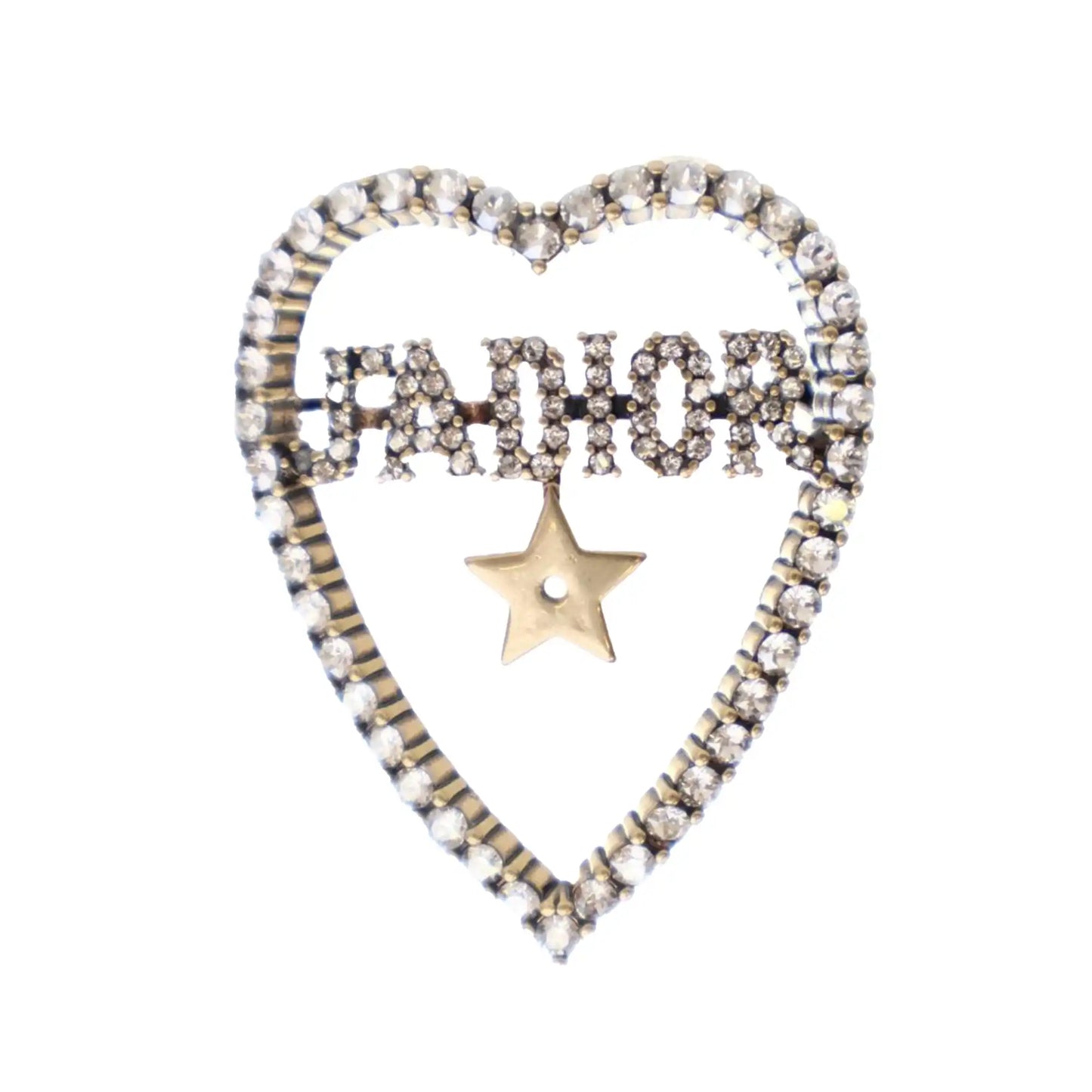 Dior Gold Plated Crystal JAdior Heart Brooch