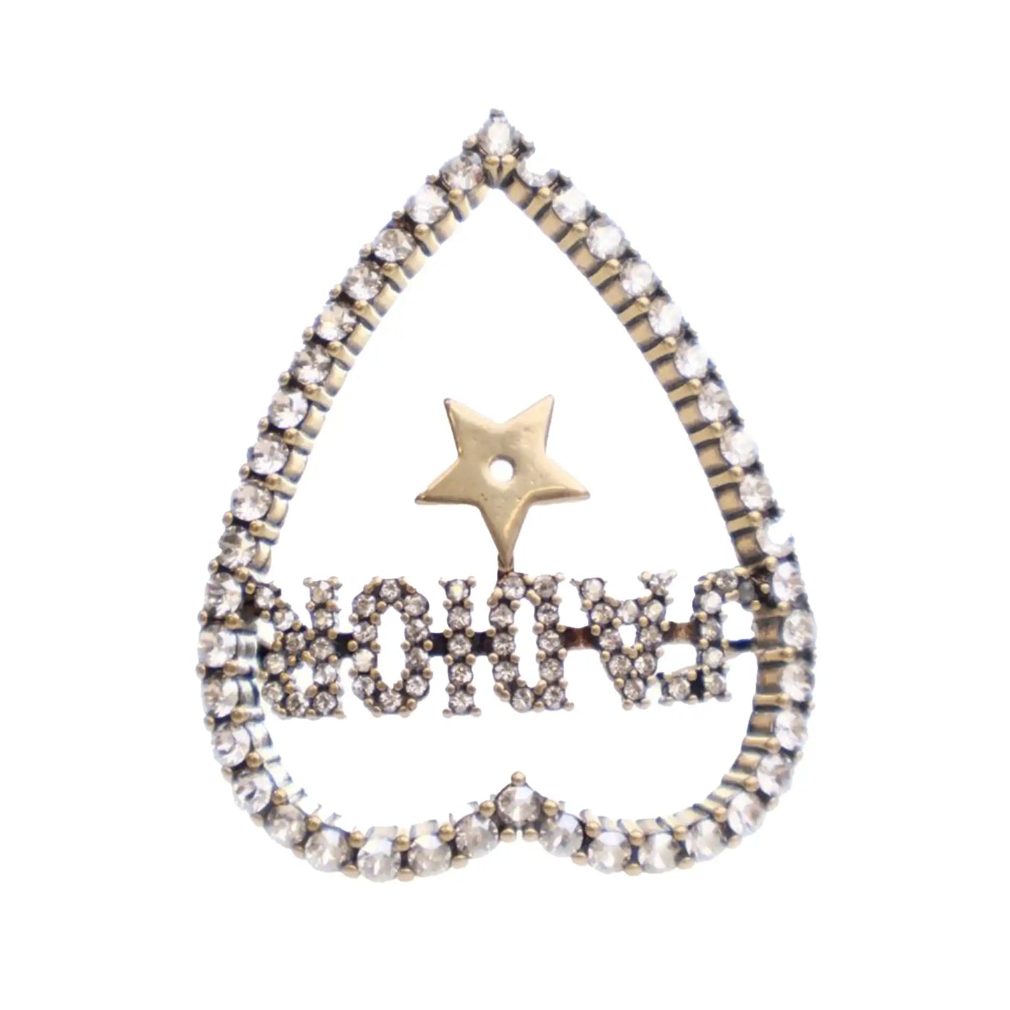 Dior Gold Plated Crystal JAdior Heart Brooch
