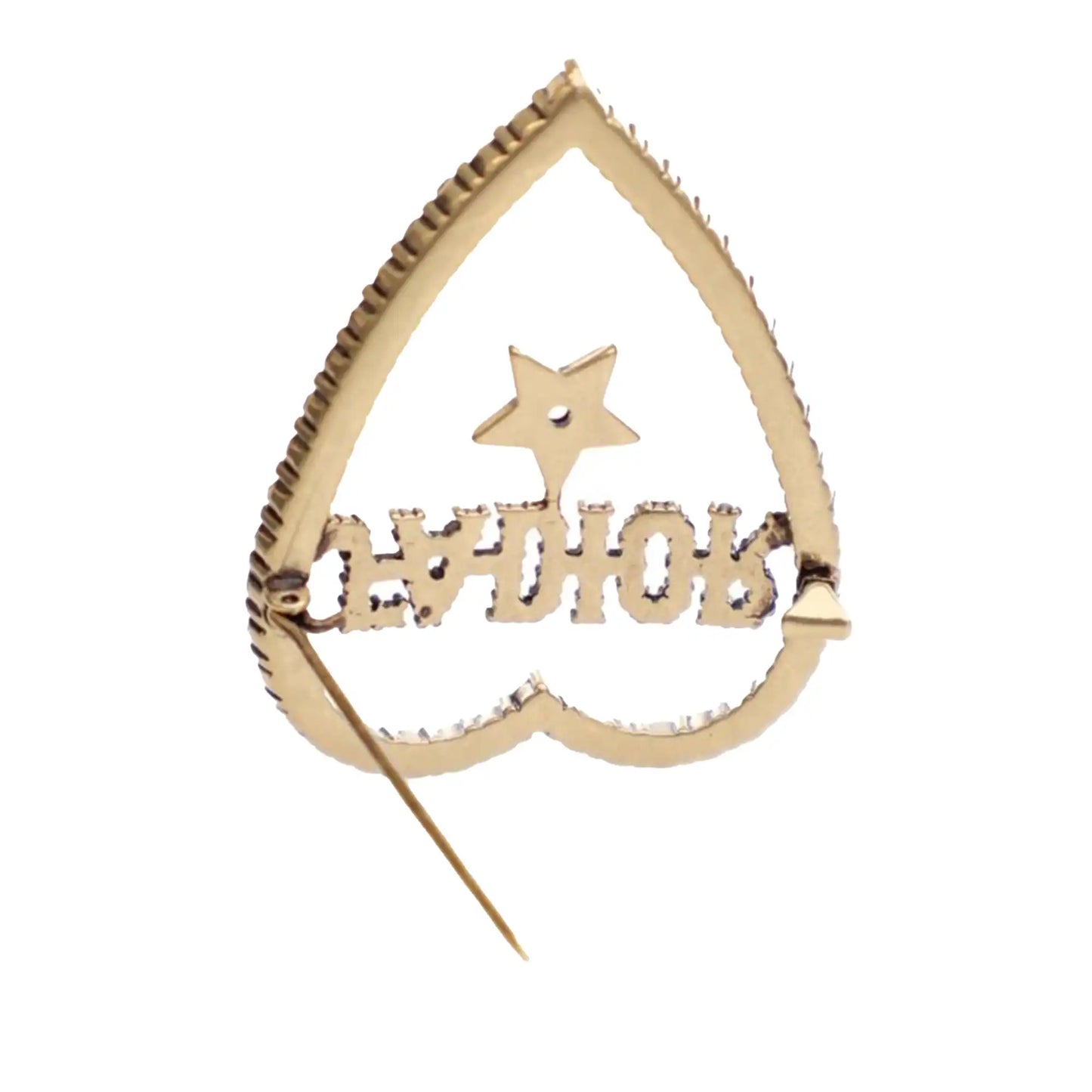 Dior Gold Plated Crystal JAdior Heart Brooch