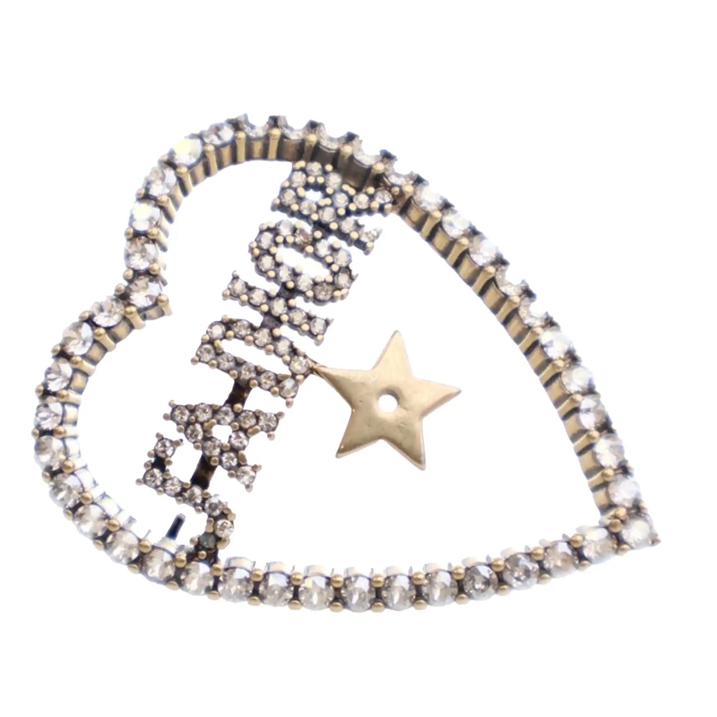 Dior Gold Plated Crystal JAdior Heart Brooch