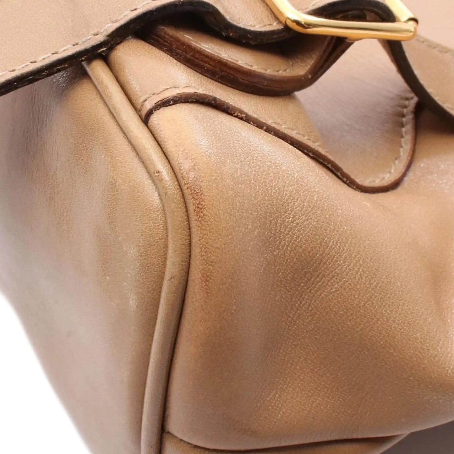 Gucci Leather Bamboo Drawstring Backpack