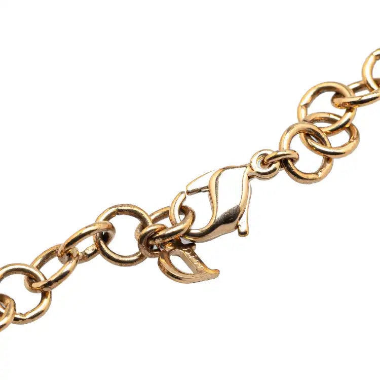 Dior Gold Plated Heart Padlock and Key Pendant Necklace