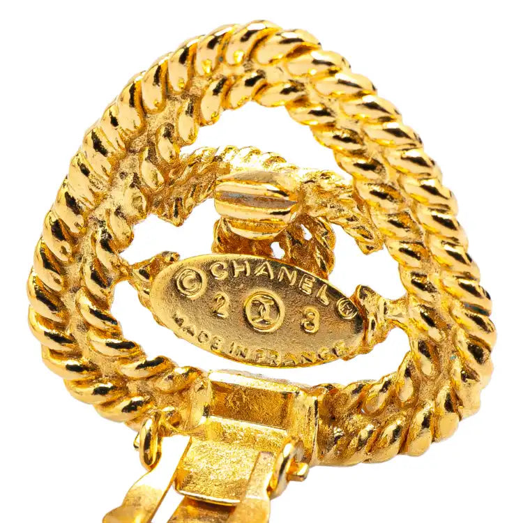 Chanel Gold Plated CC Triangle Rope Clip On Earrings