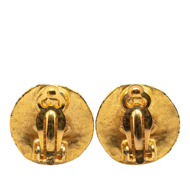 Chanel Gold Plated CC Round Clip On Earrings