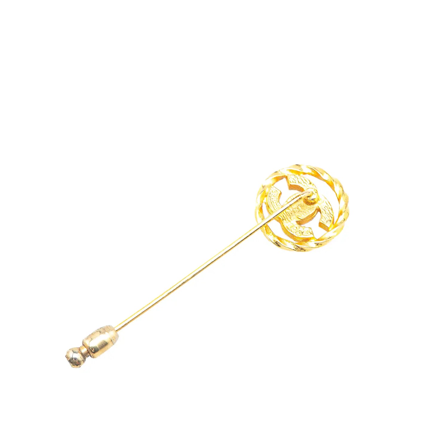 Gold Plated CC Crystal Brooch Pin