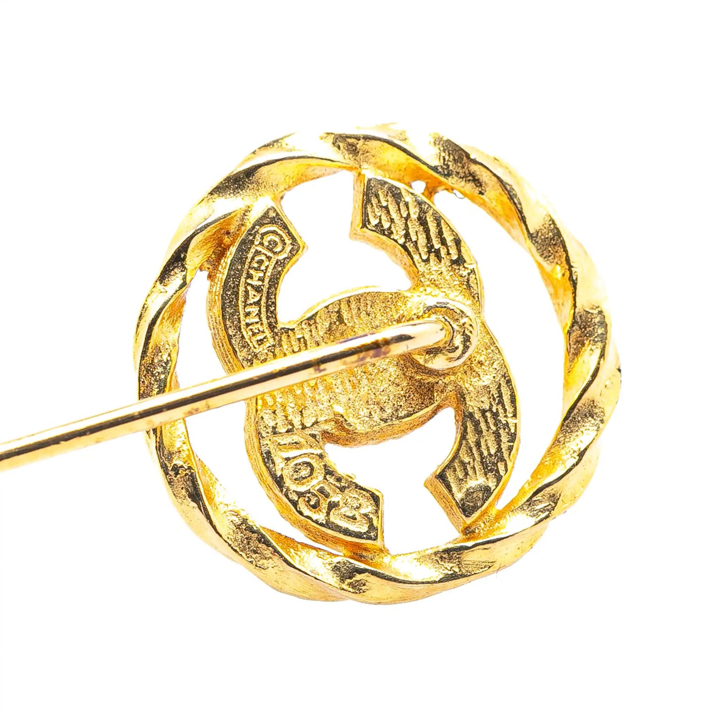 Gold Plated CC Crystal Brooch Pin