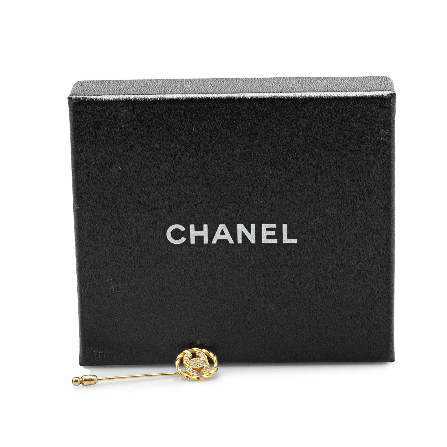 Gold Plated CC Crystal Brooch Pin