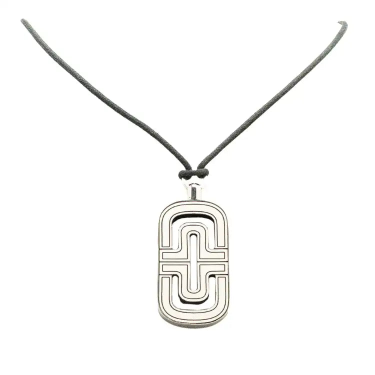 Bvlgari Sterling Silver Resin Parentesi Pendant Cord Necklace