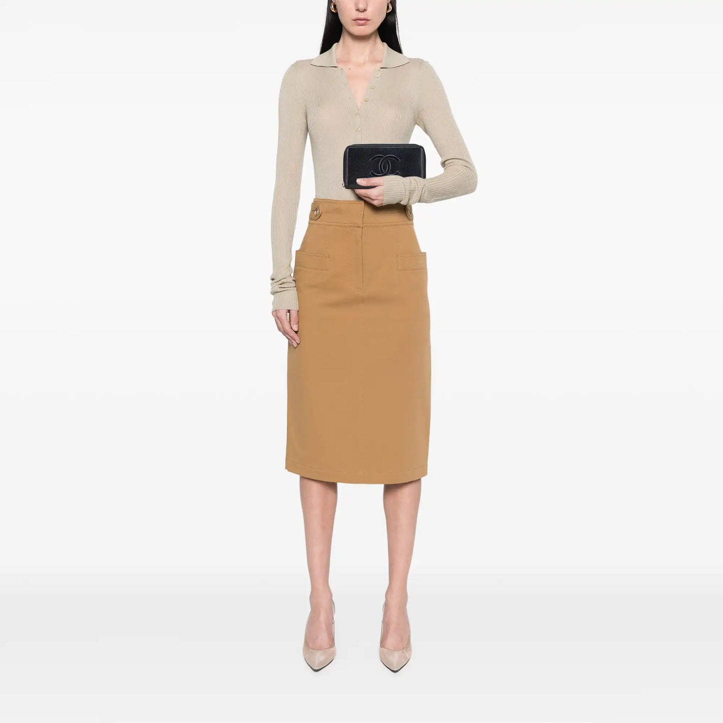 Chanel CC Caviar Zip Around Wallet