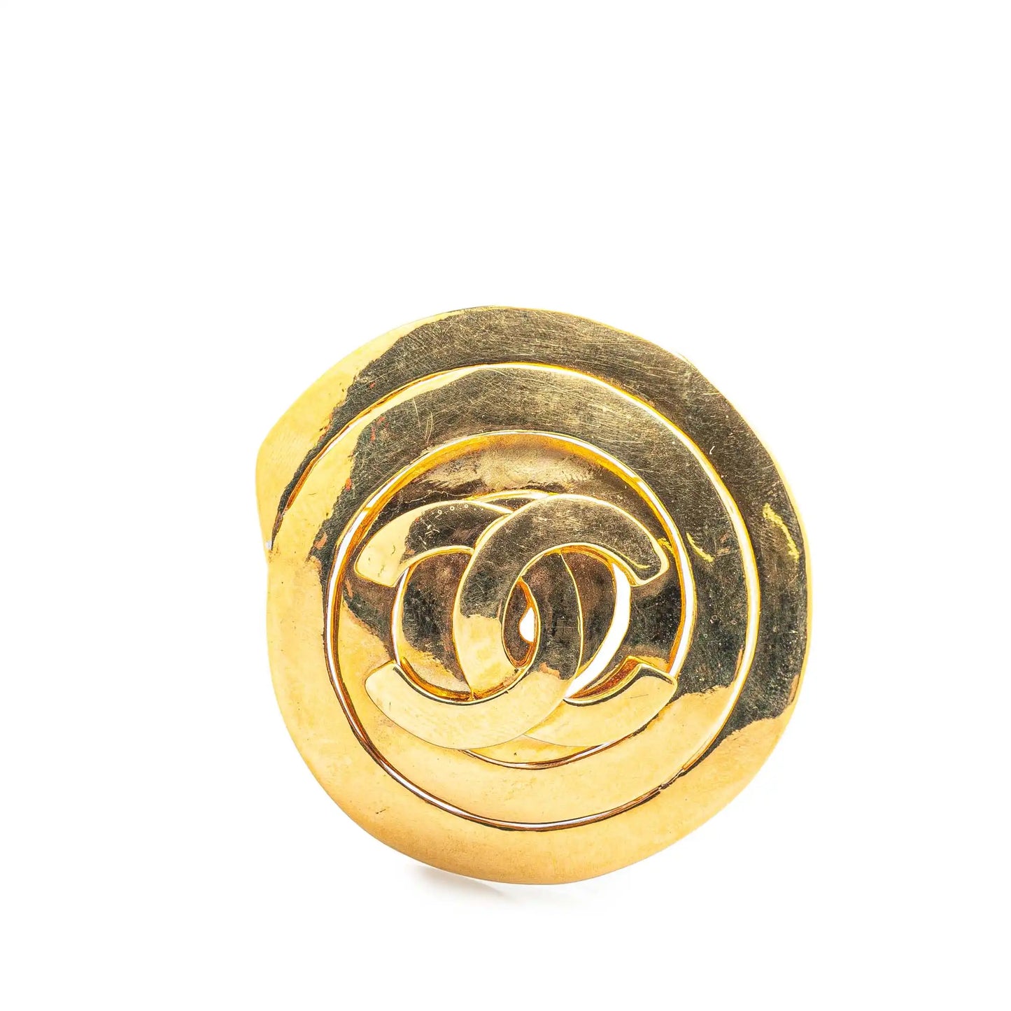 CC Gold Plated Swirl Round Brooch