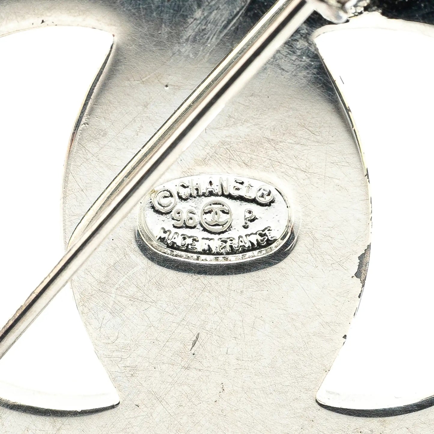 Chanel CC Silver Plated Turn Lock Brooch